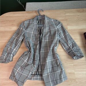 Babaton Black and White Plaid Blazer